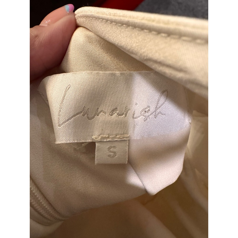 Meshki One Shoulder Satin Maxi Dress Bow Detail Formal Wedding Guest Cream Sz S - Picture 12 of 14